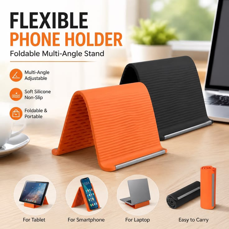 Flexible Silicone Phone Holder & Portable Travel Stand