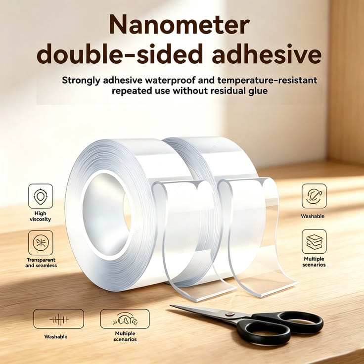 Transparent Double Sided Tape Nano Tape Waterproof Wall Stickers Reusable Heat Resistant Bathroom Home Decoration Tapes
