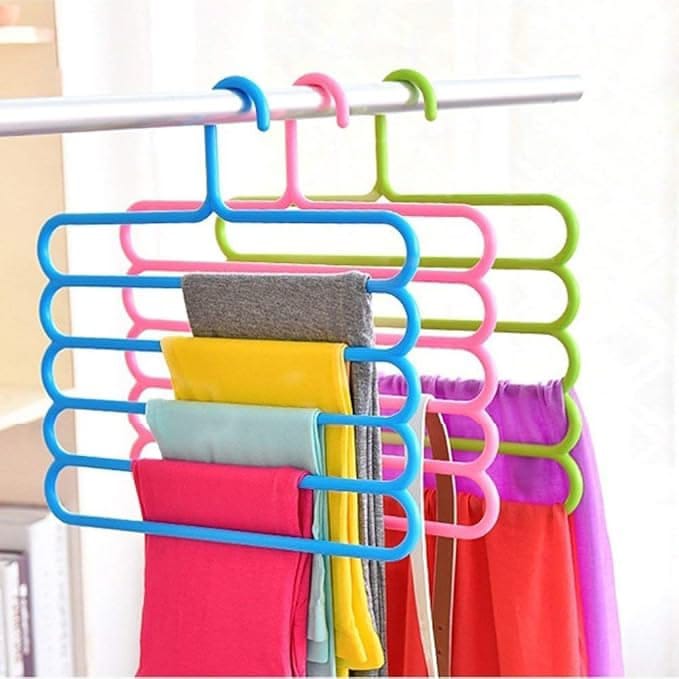 5 Tier PP Plastic Pants Hanger Multi Layer Space Saving Closet Organizer Non Slip Clothes Storage Rack for Trousers Towels