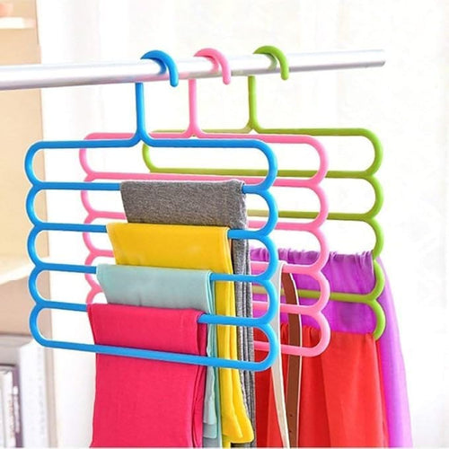 5 Tier PP Plastic Pants Hanger Multi Layer Space Saving Closet Organizer Non Slip Clothes Storage Rack for Trousers Towels