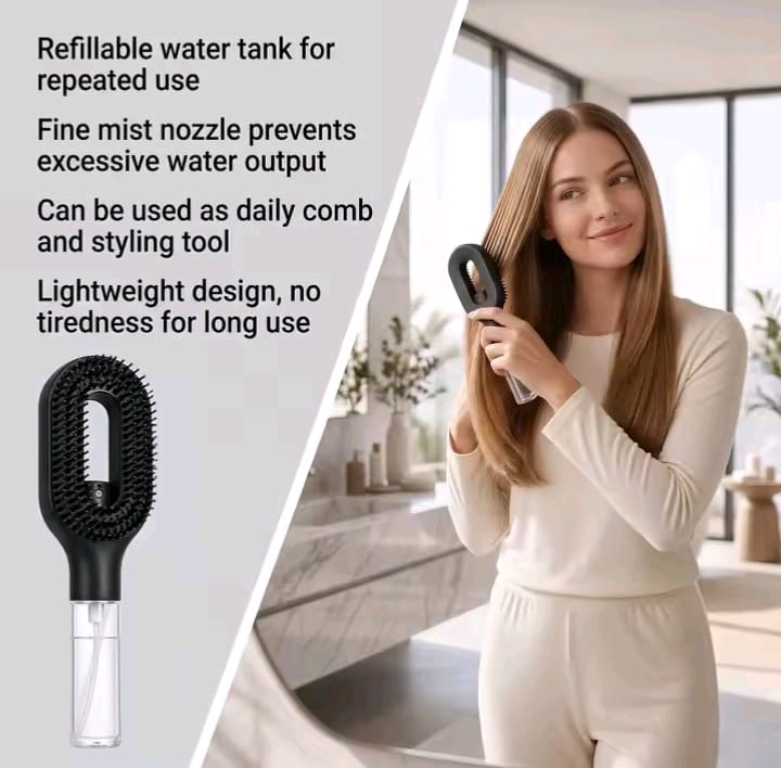 NEW 1Pc Spray Hair Brush Refillable Liquid Water Spray Paddle Comb Anti Static Soft Bristle Hair Styling Massage Comb For Home