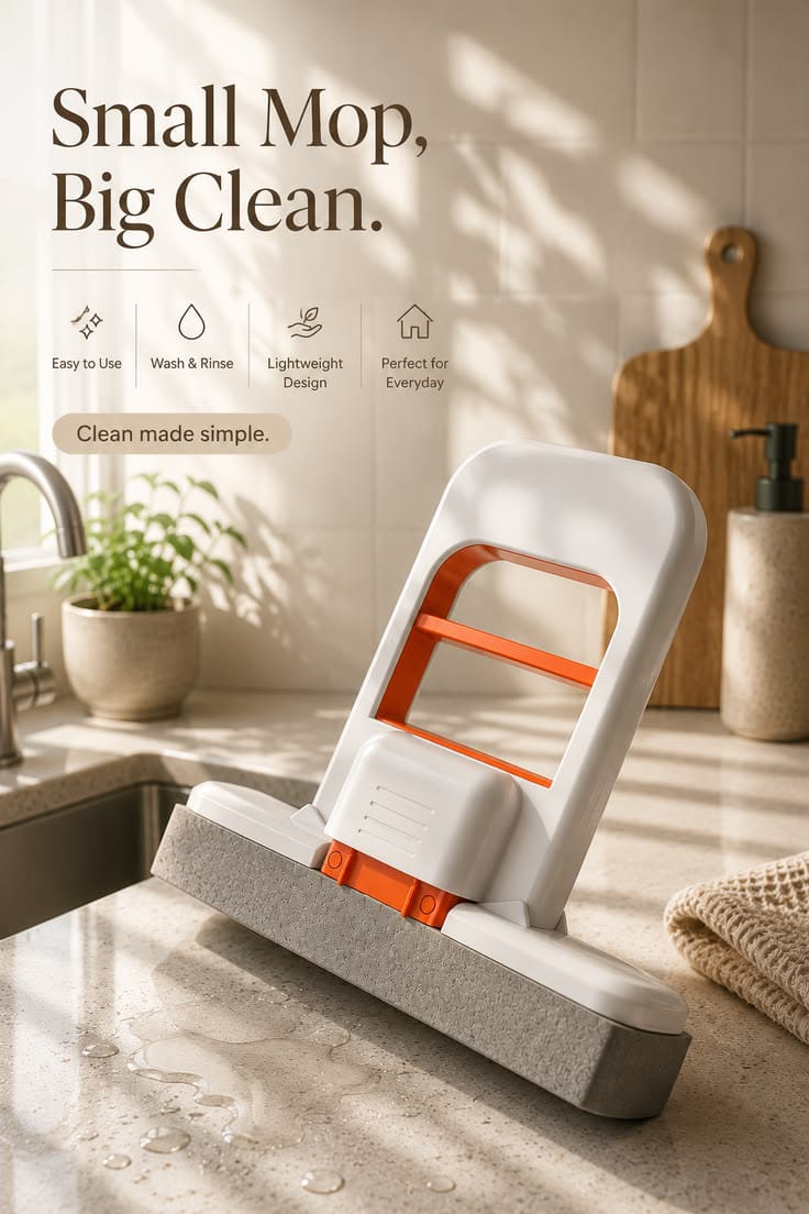 Multifunctional Handheld Mop Mini Foldable Desktop Mop Hands-free Washing Sponge Mop Cleaning Tools for Desk Floor Window Car