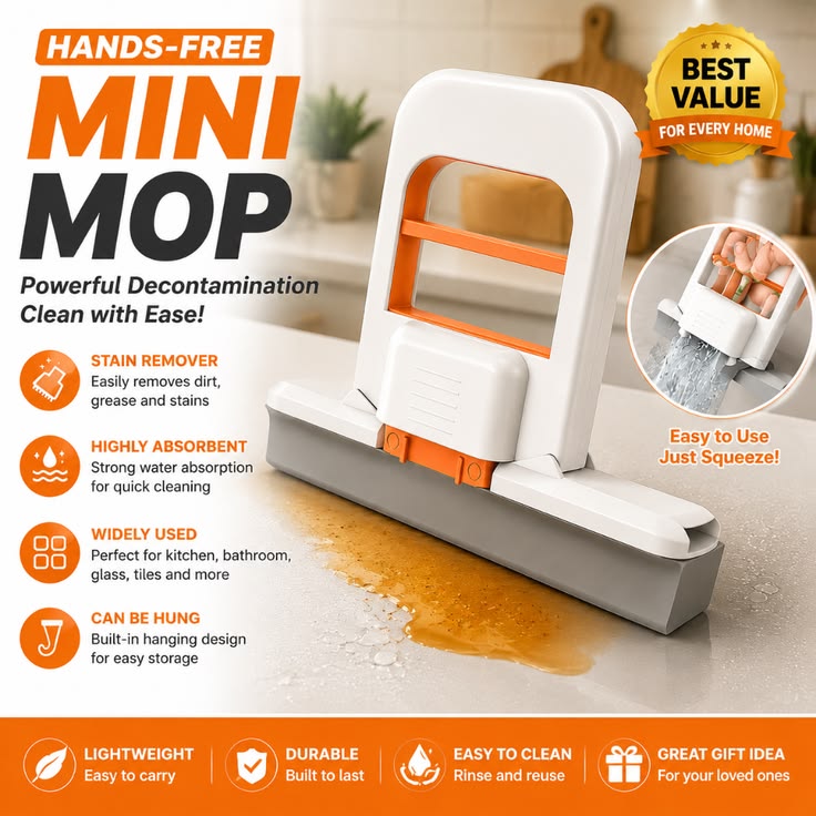 Multifunctional Handheld Mop Mini Foldable Desktop Mop Hands-free Washing Sponge Mop Cleaning Tools for Desk Floor Window Car