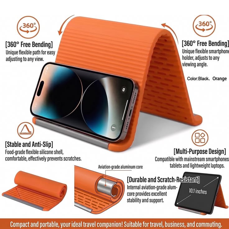 Flexible Silicone Phone Holder & Portable Travel Stand
