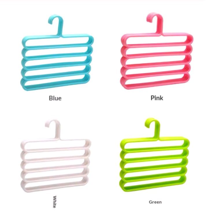5 Tier PP Plastic Pants Hanger Multi Layer Space Saving Closet Organizer Non Slip Clothes Storage Rack for Trousers Towels