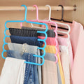 5 Tier PP Plastic Pants Hanger Multi Layer Space Saving Closet Organizer Non Slip Clothes Storage Rack for Trousers Towels