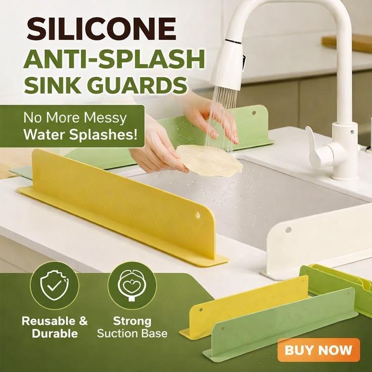 Silicone Sink   Splash Guard with Suction Cup Pool Kitchen Supplies Water Baffle Bar Oil-Proof Sink Organizer